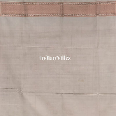 Beige Floral Brocade Banarasi Handloom Silk Saree