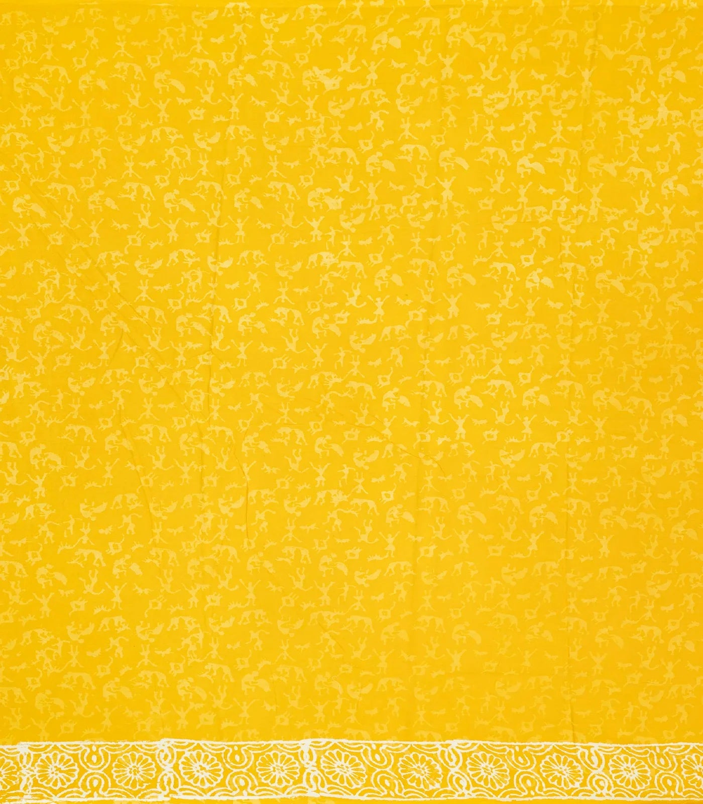 Yellow Woven Jaipur Cotton Saree Printed With Floral Motifs