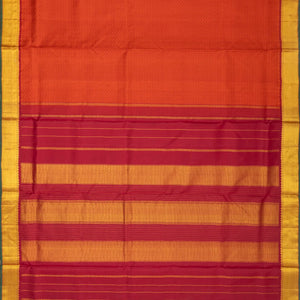 Red Handloom Kanchipuram 9 Yards Payadi Silk Saree With Zari Border