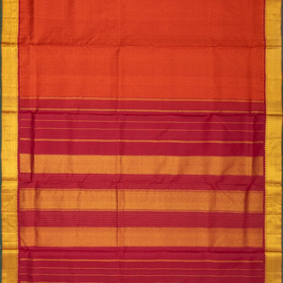 Red Handloom Kanchipuram 9 Yards Payadi Silk Saree With Zari Border