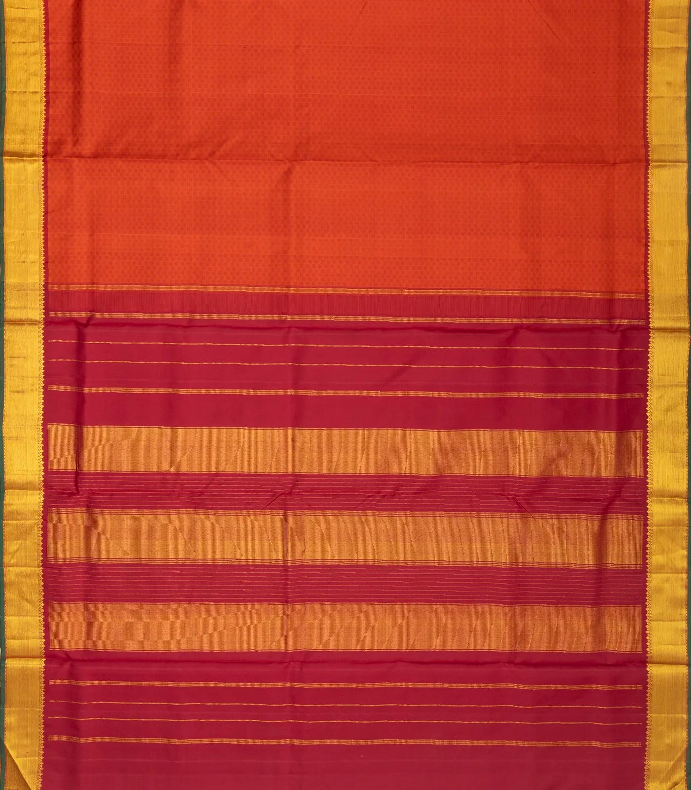 Red Handloom Kanchipuram 9 Yards Payadi Silk Saree With Zari Border