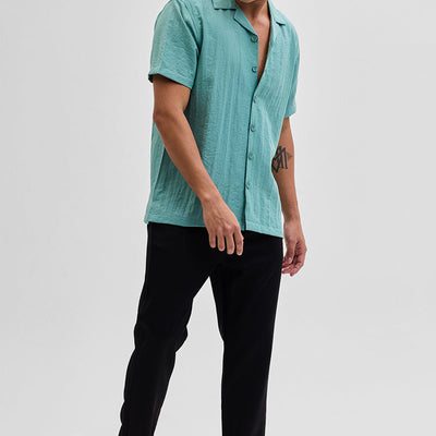 Turquoise Box Fit Linen Blend Shirt