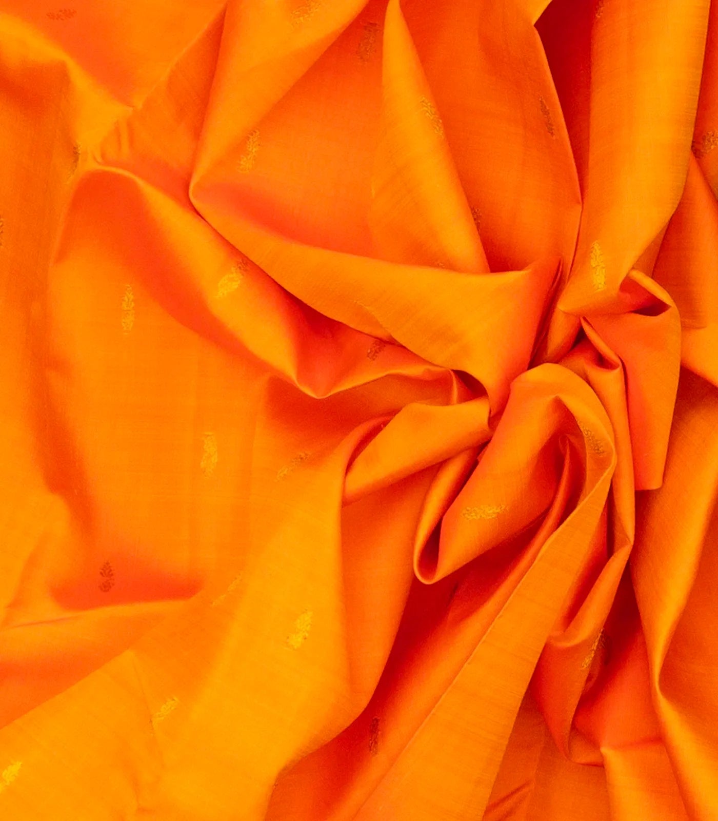 Mango Yellow Handloom Kanchipuram Korvai Silk Saree With Floral Buttas