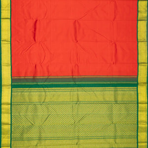 Red Handloom Kanchipuram Korvai Silk Saree With Green Border