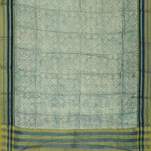 Shadow Green Handloom Chanderi Cotton Saree With Printed Floral Motif