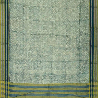 Shadow Green Handloom Chanderi Cotton Saree With Printed Floral Motif