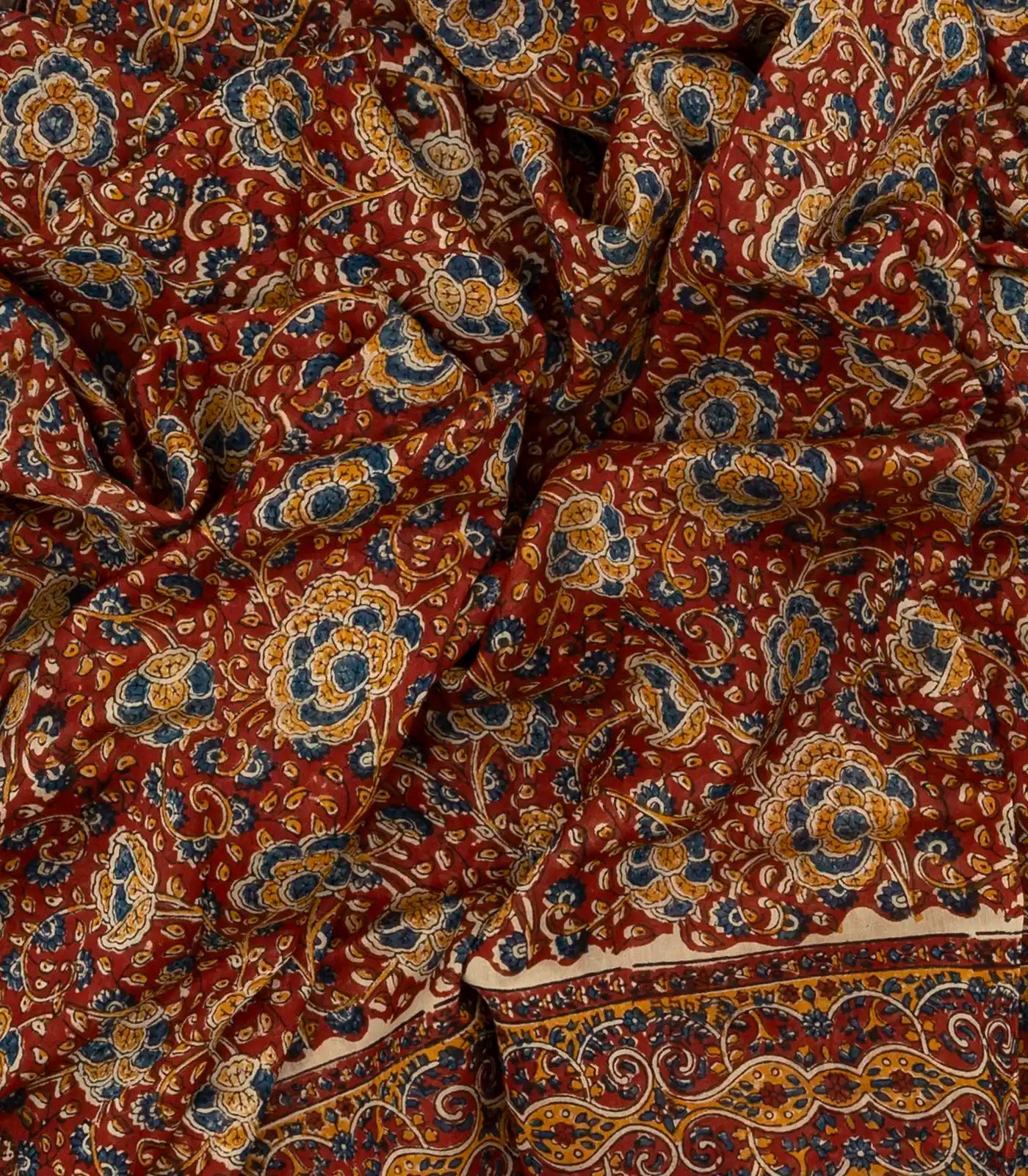 Brown Handloom Chanderi Cotton Saree With Kalamkari Style print