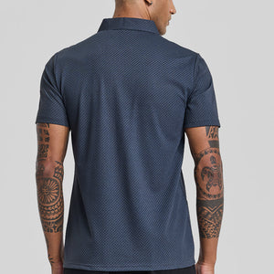 Greyish Blue Textured Polo T-Shirt