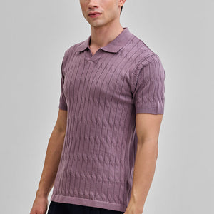 Mauve Knitted Polo T-Shirt