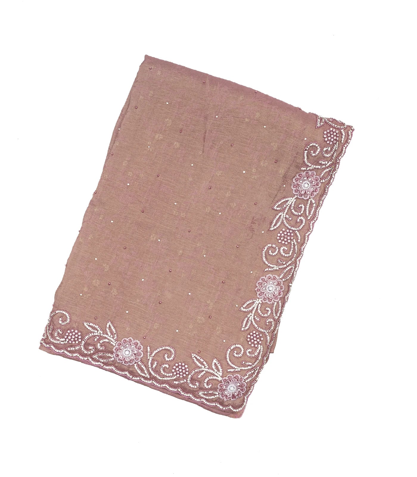 Dusty Pink Woven Georgette Silk Saree With Embroidery