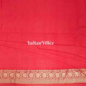 Red Flower Design Banarasi Khaddi Georgette Saree