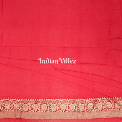 Red Flower Design Banarasi Khaddi Georgette Saree