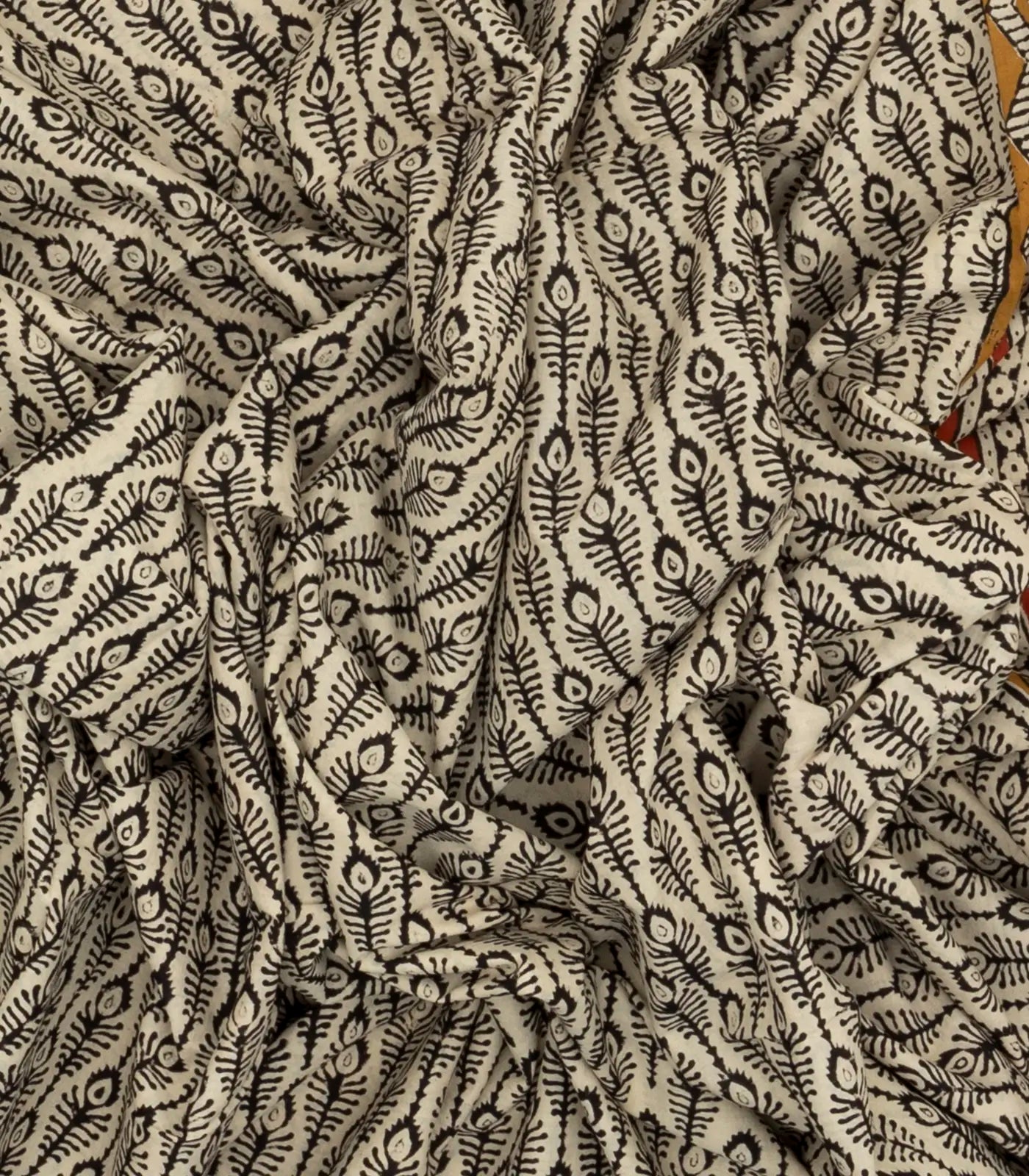 Taupe Woven Jaipur Cotton Saree With Black Printed Floral Motifs