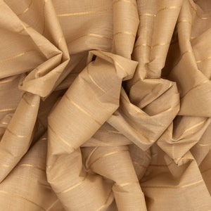 Taupe Handloom Kanchi Cotton Saree With Zari Stripes