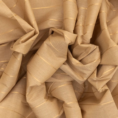 Taupe Handloom Kanchi Cotton Saree With Zari Stripes