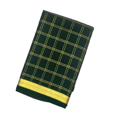 Bottle Green Mysore Crepe Silk Saree With Checks