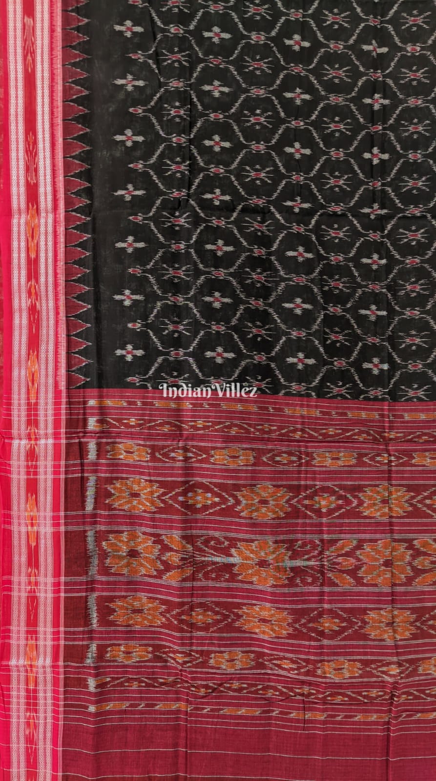 Black Odisha Handloom Maniabandha Cotton Saree