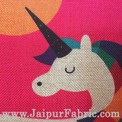 Jute Cushion Cover Digital Unicorn