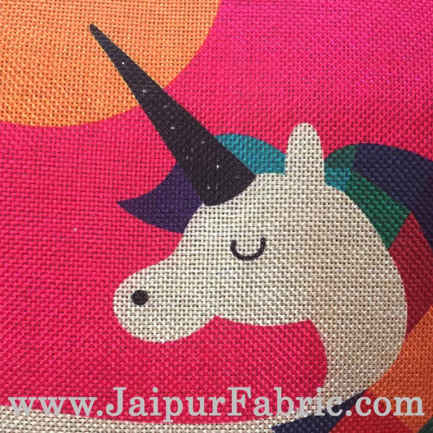 Jute Cushion Cover Digital Unicorn