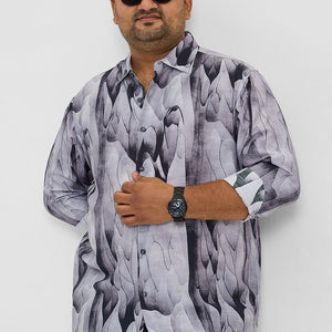 Light Grey Abstract Regular Fit Shirt