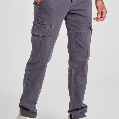 Grey Slim Fit Cargo Jeans