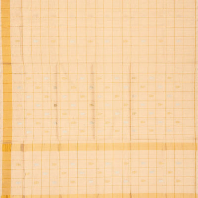 Cream Handloom Venkatagiri Cotton Saree With Checks & Buttas