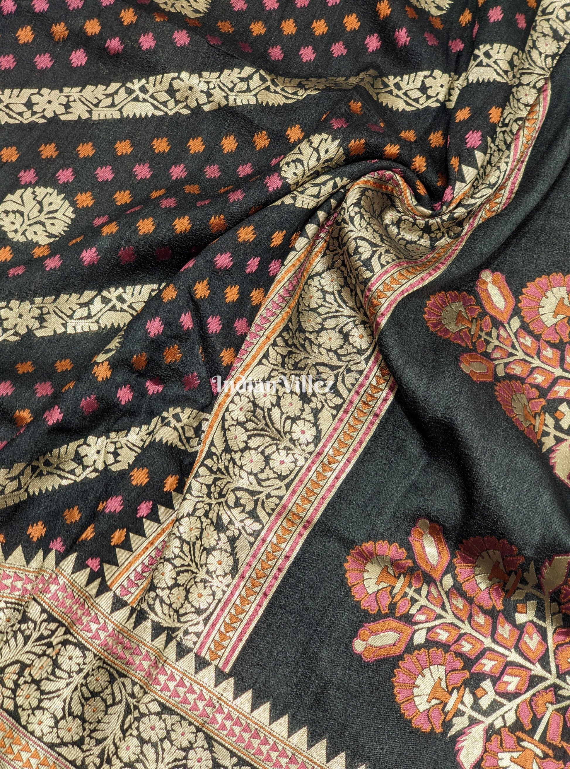 Black Designer Banarasi Tussar Saree
