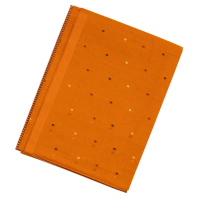 Orange Handloom Bengal Cotton Saree With Coin Motifs