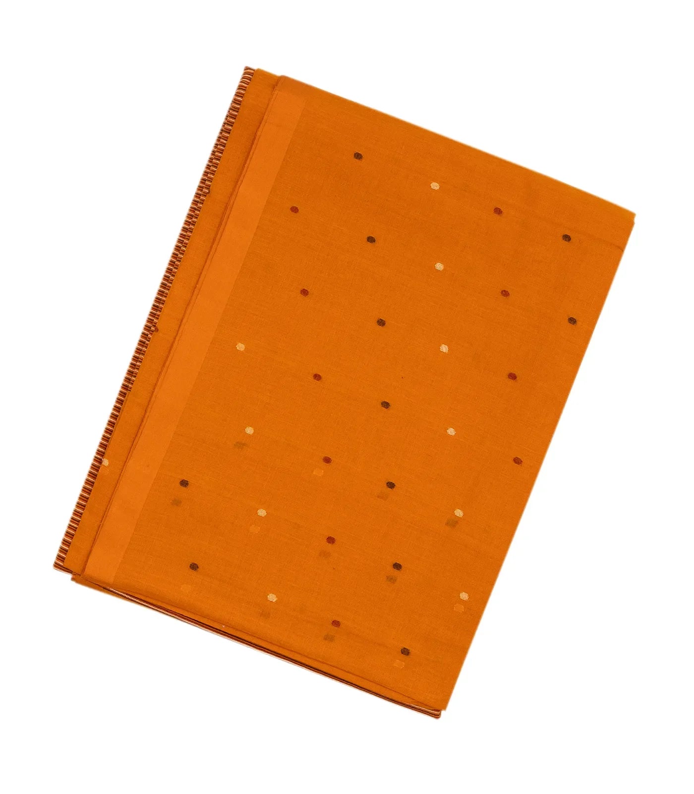 Orange Handloom Bengal Cotton Saree With Coin Motifs