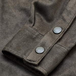 Olive Suede Snap Button Overshirt