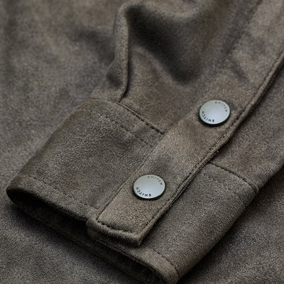 Olive Suede Snap Button Overshirt