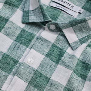Green Checks Linen Blend Shirt