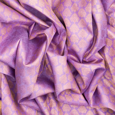 Lavender Handloom Kanchipuram Korvai Silk Saree With Floral Motifs