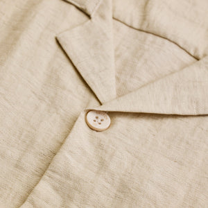 Beige Box Fit Linen Blend Shirt
