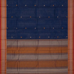 Dark Blue Handloom Kanchi Cotton Saree With Diamond Motifs