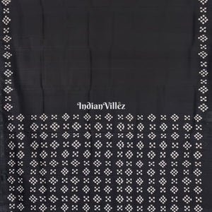 Black Odisha Ikat Pasapali Contemporary Silk Saree