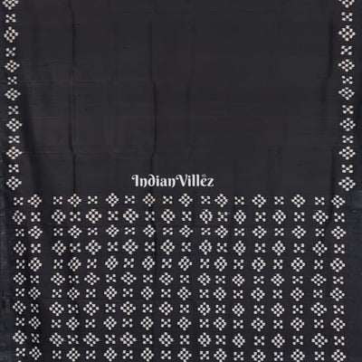 Black Odisha Ikat Pasapali Contemporary Silk Saree