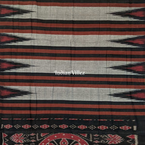 Grey Orange Blue Kargil Kumbha Maniabandha Cotton Saree