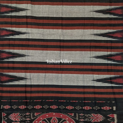 Grey Orange Blue Kargil Kumbha Maniabandha Cotton Saree