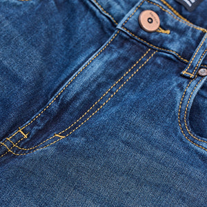 Dark Blue Distressed Slim Fit Jeans