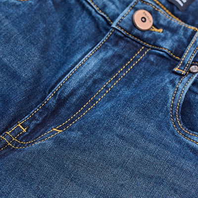 Dark Blue Distressed Slim Fit Jeans