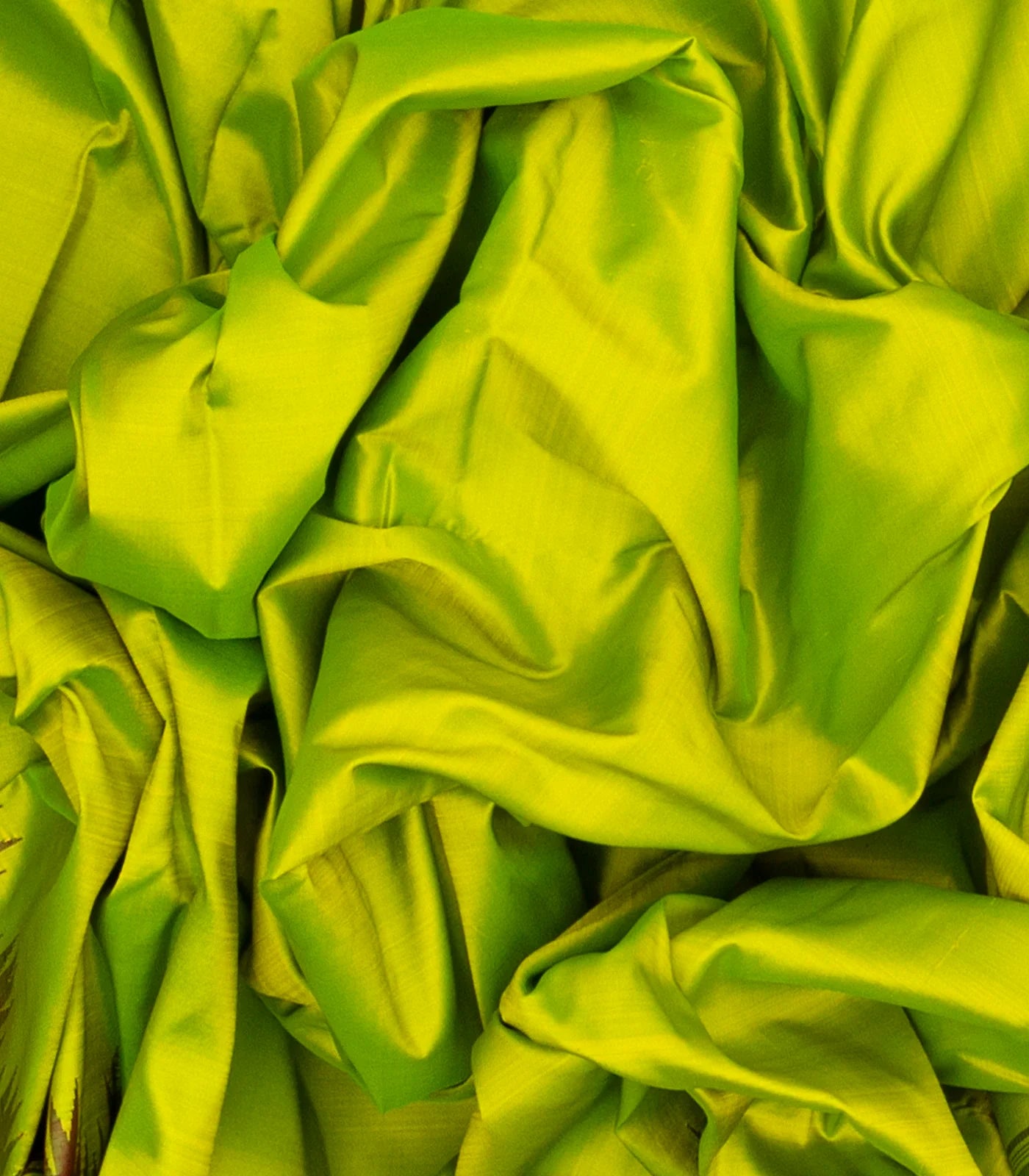 Light Green Handloom Kanchipuram Korvai Silk Saree With Crimson Border