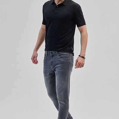 Black Textured Stitchless Polo T-Shirt