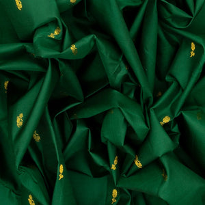 Dark Green Handloom Kanchipuram Korvai Silk Saree With Peach Border