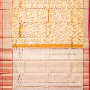 Gold Handloom Kanchipuram Tissue Silk Saree With Meena Peacock Motifs