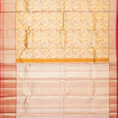 Gold Handloom Kanchipuram Tissue Silk Saree With Meena Peacock Motifs
