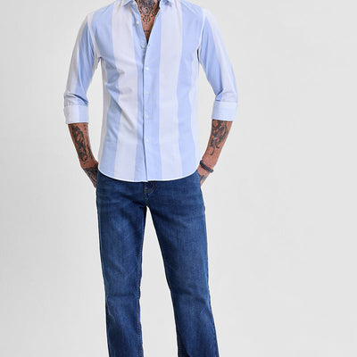 Light Blue Stripes Slim Fit Shirt