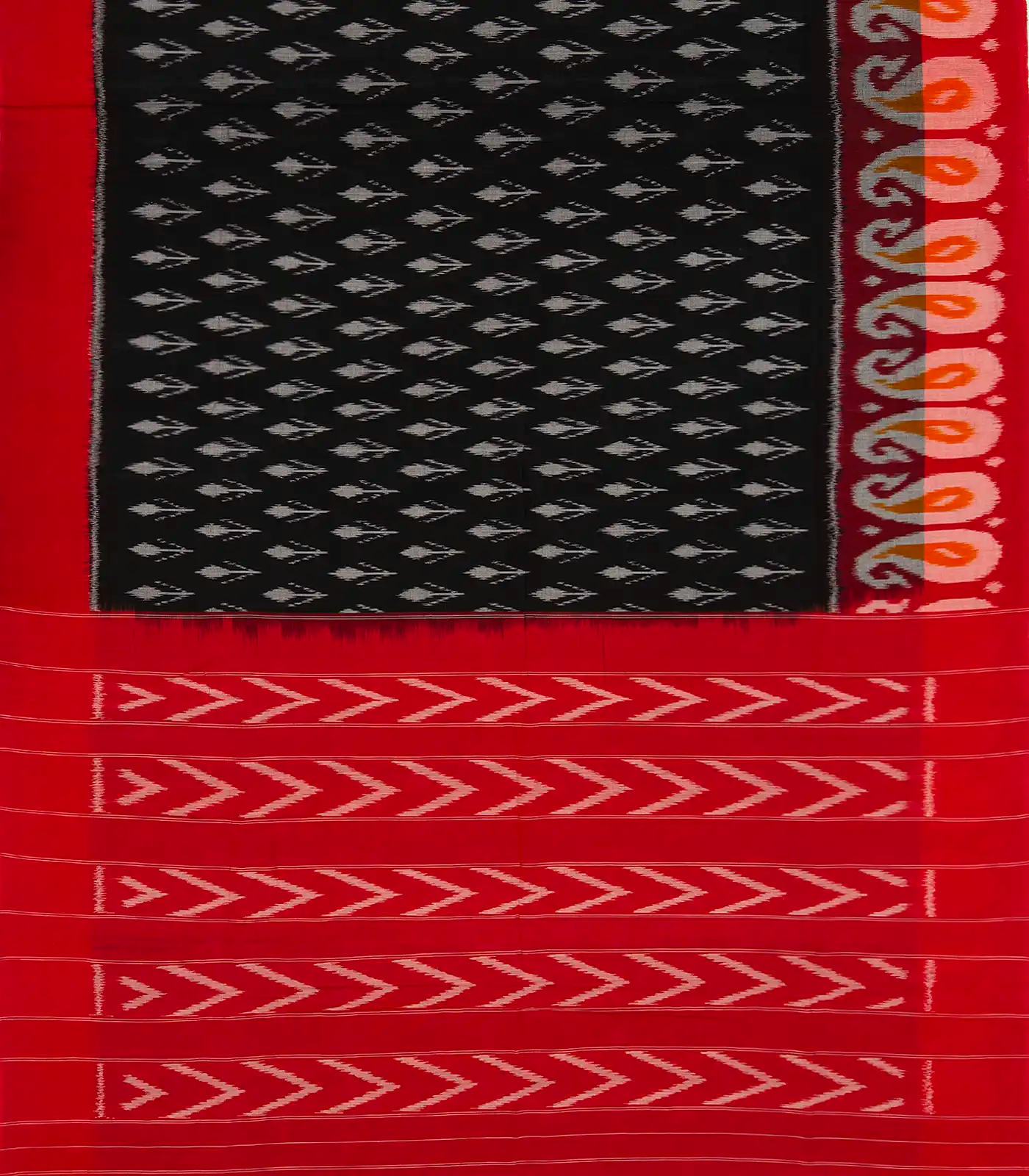 Black Handloom Orissa Cotton Saree With Tie & Dye Motifs