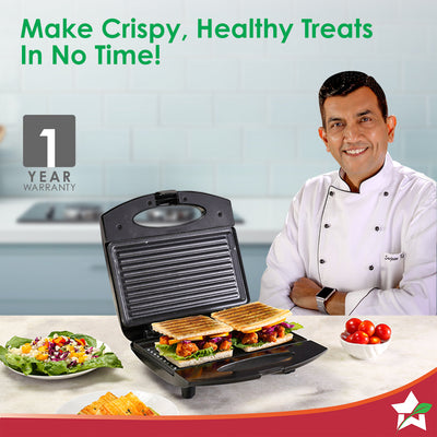 Acura Plus Sandwich Griller| 750W | Non-stick Aluminium Grill Plates by blacktree