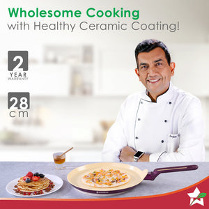 Bellagio Dosa Tawa | 28 cm | Non-Stick Ceramic Coating  Non-Toxic | Pure Aluminium |by blacktree